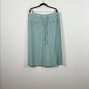 Vintage Cherokee Linen Tie Front 2 Front Pocket Elegant Green Women's 18 Skirt